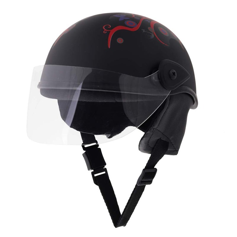 Sage Square خوذة نصفية متعددة الأغراض من ساج سكوير للرجال والنساء (كبير، تصميم ملصق أسود غير لامع 1) (غير مزودة بمحرك) - Image 1