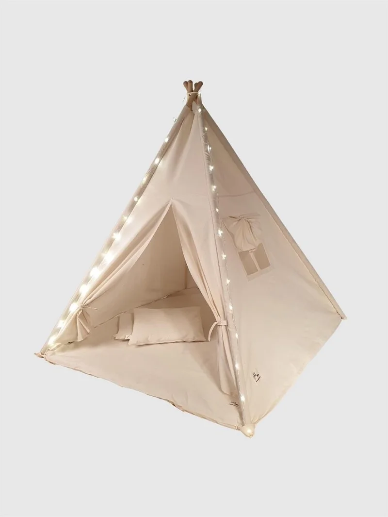 Yhh Kids Illuminated Children's Play Tent Native American Tent Playhouse with Cushions and Pillows Beige