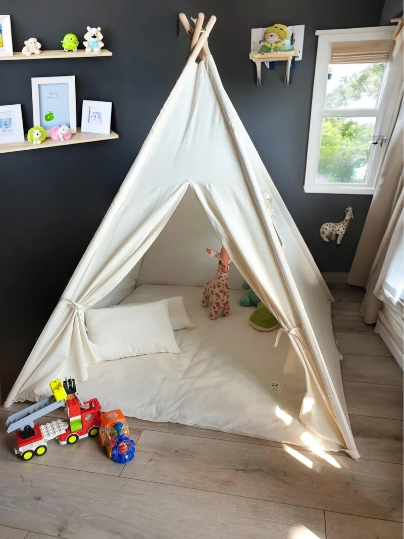 Yhh Kids Illuminated Children's Play Tent Native American Tent Playhouse with Cushions and Pillows Beige