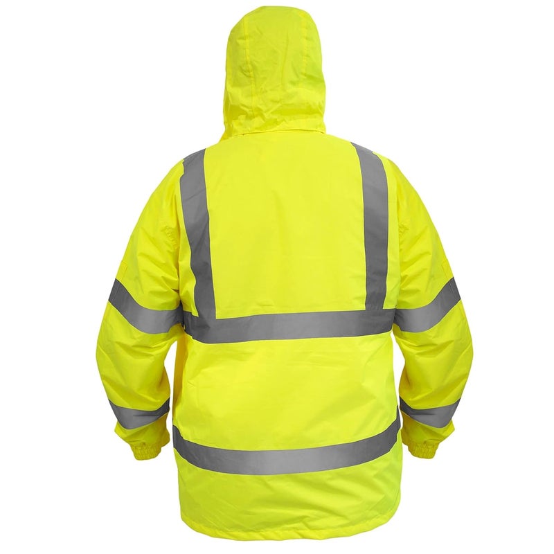 JORESTECH Safety Rain Jacket Waterproof Reflective High Visibility with Interior Mesh Yellow/Lime ANSI Class 3 Level 2 Type R JK-03 (2XL) - Image 2