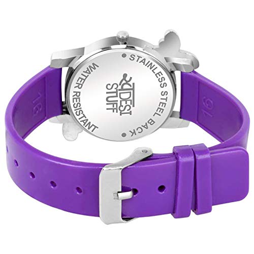 SWADESI STUFF Plastic Analog White Dial Diamond Studded Purple Butterfly Watch for Girls & Women, Purple Band - Image 4