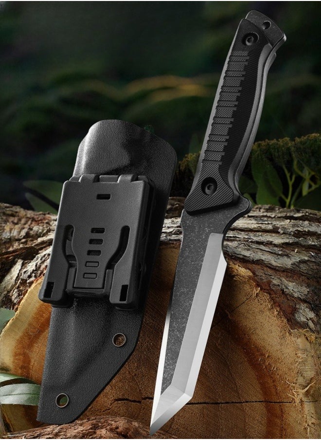 Blacksmith - High Hardness Sharp Small Straight Knife Outdoor Knife Field Portable Survival Knife Multifunctional Tactical Knife - Black - Image 1