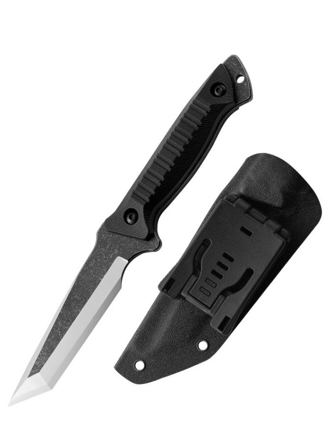 Blacksmith - High Hardness Sharp Small Straight Knife Outdoor Knife Field Portable Survival Knife Multifunctional Tactical Knife - Black - Image 1
