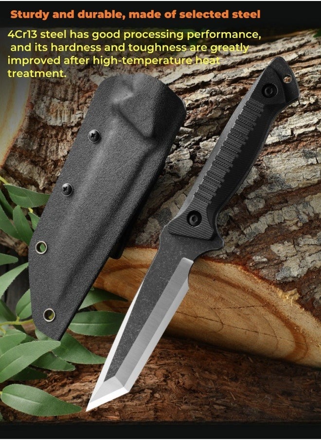 Blacksmith - High Hardness Sharp Small Straight Knife Outdoor Knife Field Portable Survival Knife Multifunctional Tactical Knife - Black - Image 1
