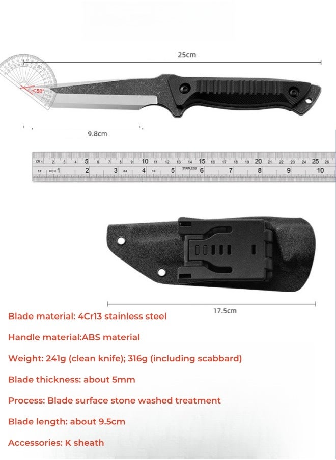 Blacksmith - High Hardness Sharp Small Straight Knife Outdoor Knife Field Portable Survival Knife Multifunctional Tactical Knife - Black - Image 1
