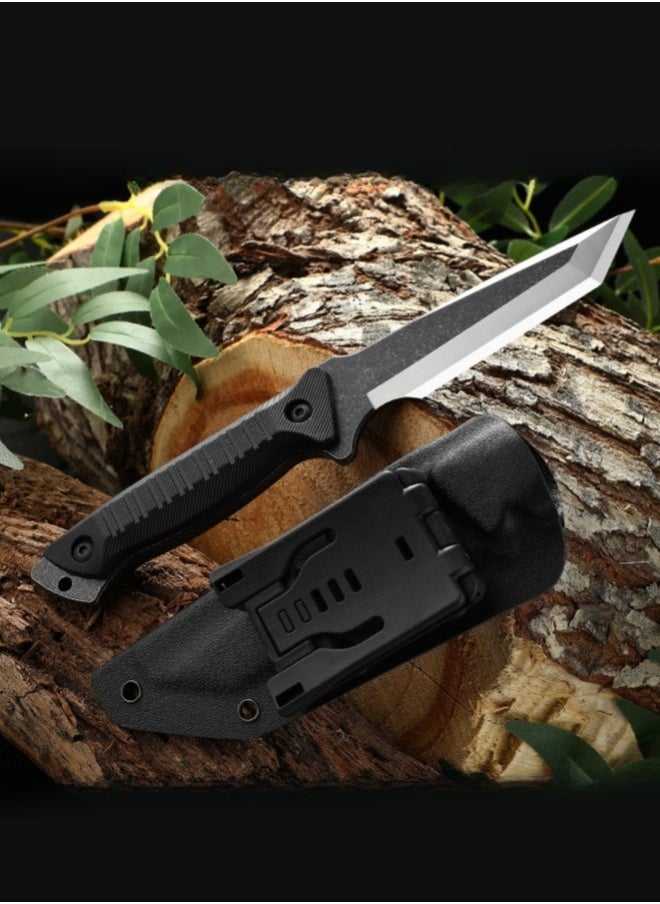 Blacksmith - High Hardness Sharp Small Straight Knife Outdoor Knife Field Portable Survival Knife Multifunctional Tactical Knife - Black - Image 1
