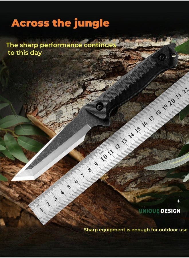 Blacksmith - High Hardness Sharp Small Straight Knife Outdoor Knife Field Portable Survival Knife Multifunctional Tactical Knife - Black - Image 1