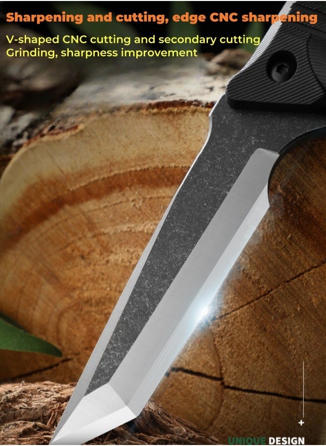 Blacksmith - High Hardness Sharp Small Straight Knife Outdoor Knife Field Portable Survival Knife Multifunctional Tactical Knife - Black - Image 1