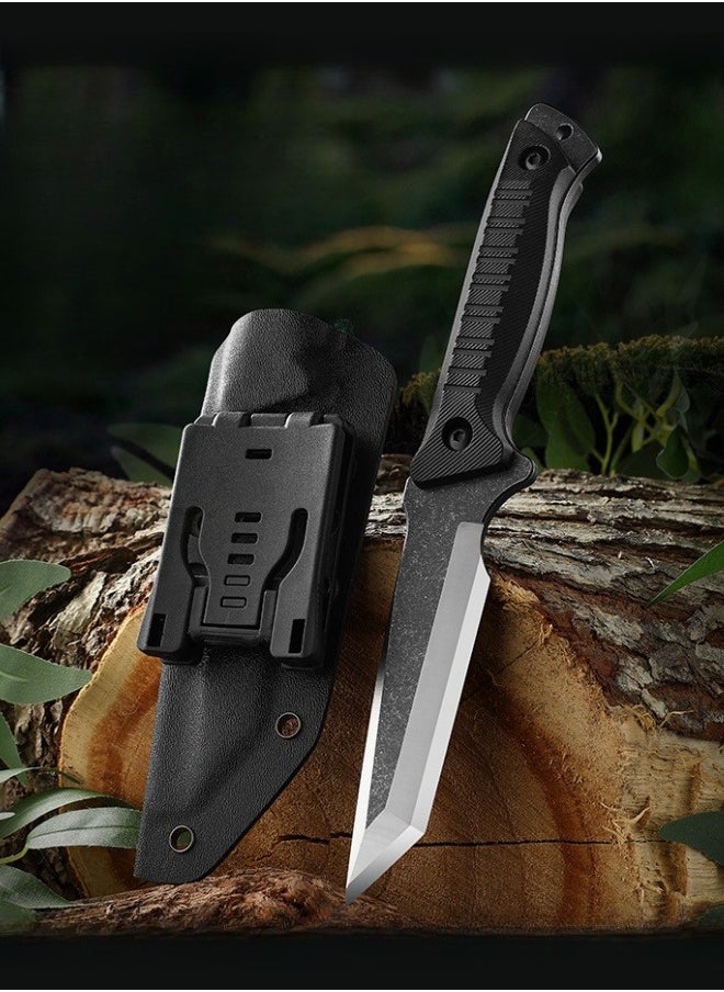 Blacksmith - High Hardness Sharp Small Straight Knife Outdoor Knife Field Portable Survival Knife Multifunctional Tactical Knife - Black - Image 1