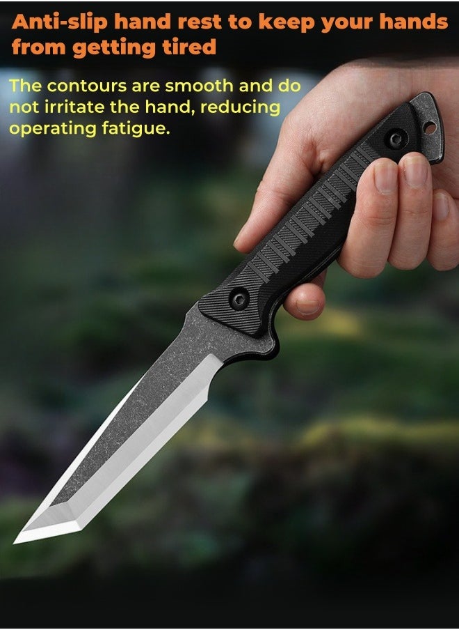 Blacksmith - High Hardness Sharp Small Straight Knife Outdoor Knife Field Portable Survival Knife Multifunctional Tactical Knife - Black - Image 1