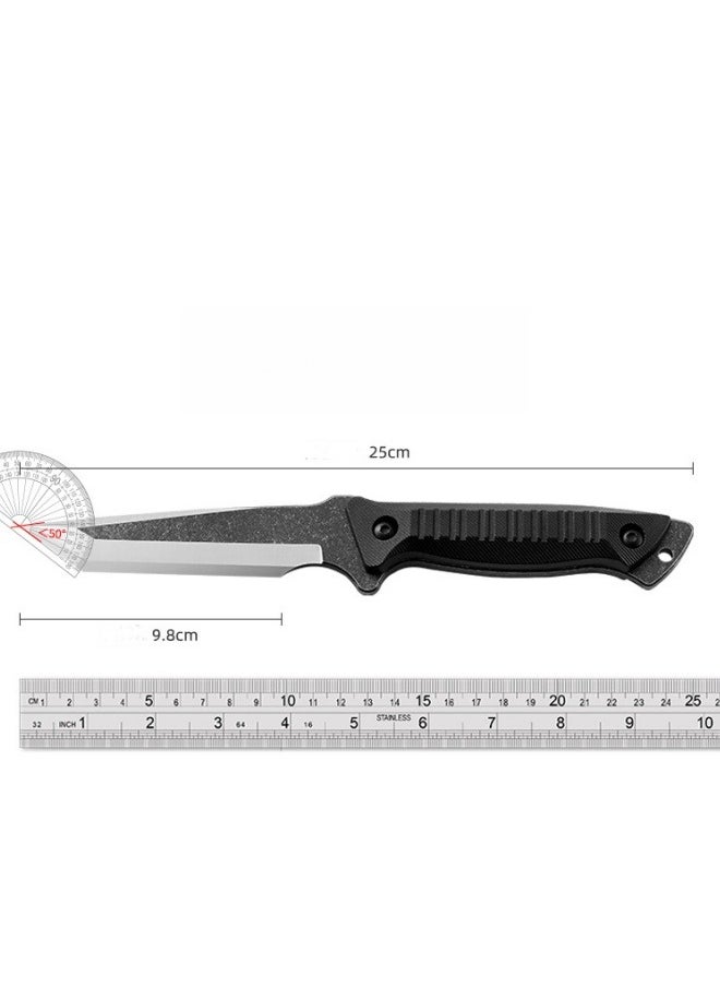Blacksmith - High Hardness Sharp Small Straight Knife Outdoor Knife Field Portable Survival Knife Multifunctional Tactical Knife - Black - Image 1