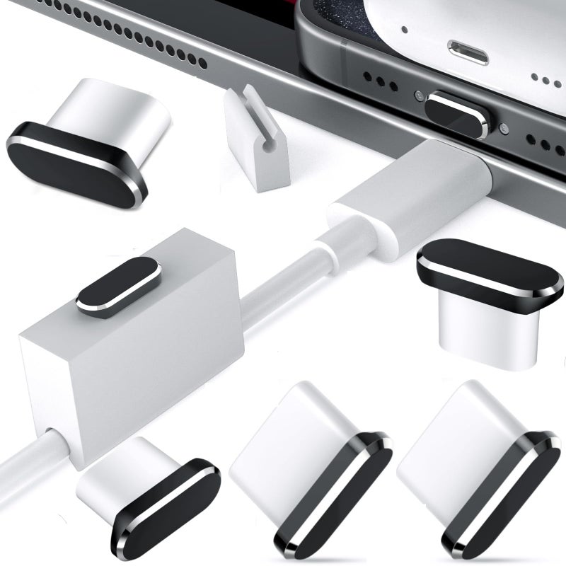 AFGHOA USB C Dust Plugs 5 Pack Anti Dust Charging Port Cover for iPhone 17 16 Pro Max 15 Plus 17e 16e for Samsung S26 A17 A16 S25 S23 A36 Type C Protector for Google Pixel 10a 9a 8 with Clip Fixer Clear Case - Image 3