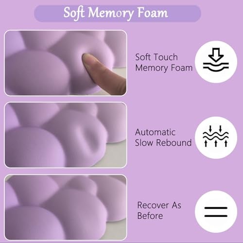 WFCYGL Purple Cloud Mouse Pad Cloud Keyboard Wrist Rest for Computer Keyboard Extended Large Desk Mat Pad Set 4PCS Memory Foam Non-Slip Ergonomic Cute Gaming Mouse Pads Wrist Support for Laptop Home Office - Image 4