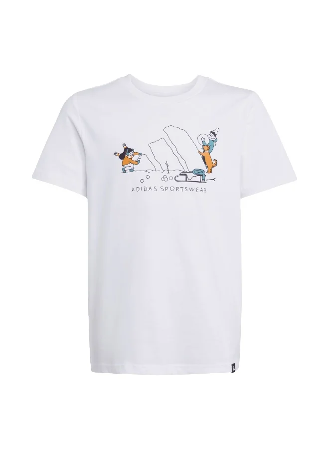 Adidas Adidas J W Sports T White Graphic Tee (Short Sleeve) T-Shirts For Kids