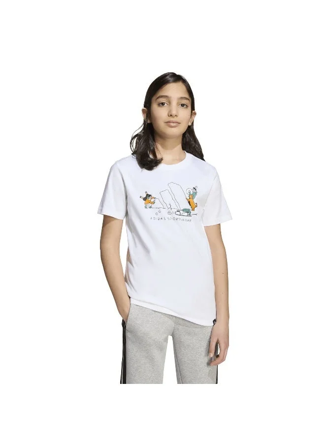 اديداس تيشيرت رياضي أبيض برسومات للأطفال