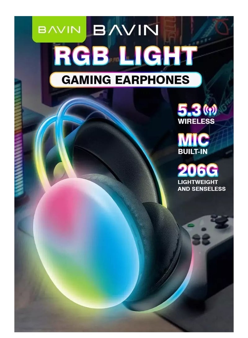 BAVIN BH-32 Bluetooth Wireless Headsets Built-in Mic And Controller And Rgb Light Widely Compatible - Image 4