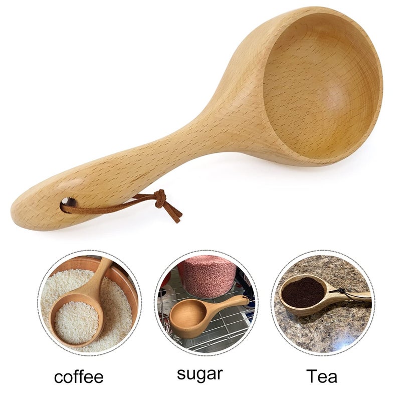 Honbay Large Capacity Wooden Ladle Sauna Water Scoop SPA Spoon Bath Salts Spoon Coffee Scoop - Image 5