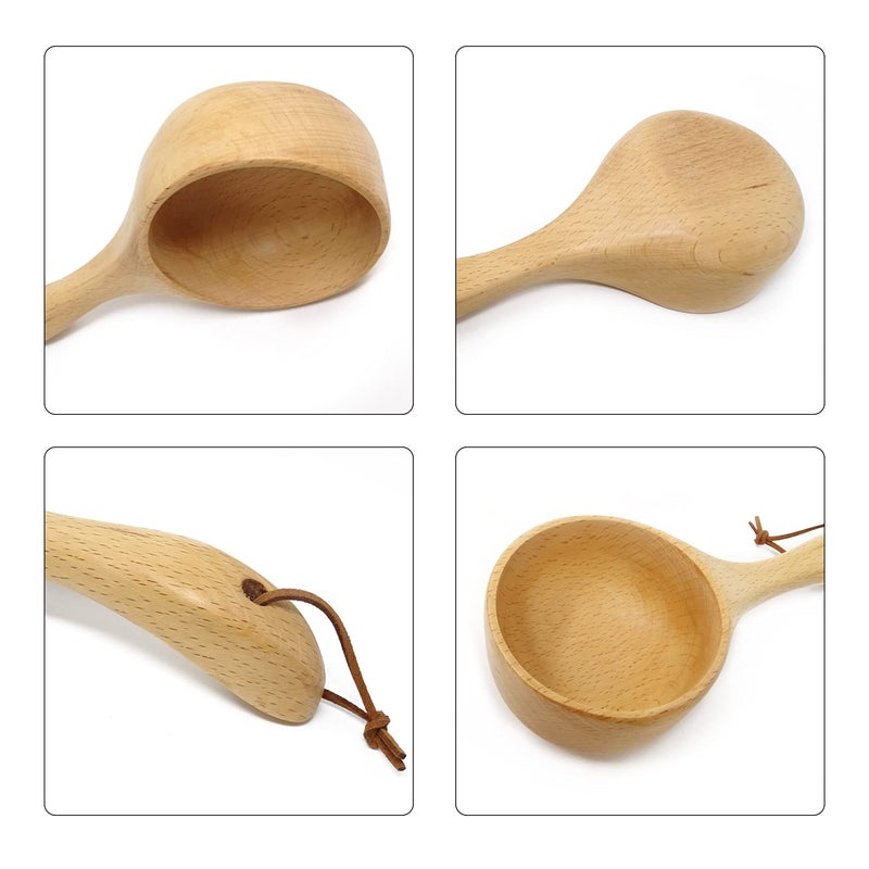 Honbay Large Capacity Wooden Ladle Sauna Water Scoop SPA Spoon Bath Salts Spoon Coffee Scoop - Image 4