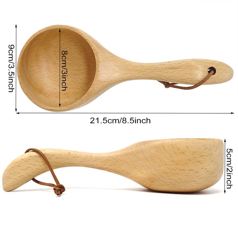 Honbay Large Capacity Wooden Ladle Sauna Water Scoop SPA Spoon Bath Salts Spoon Coffee Scoop - Image 2
