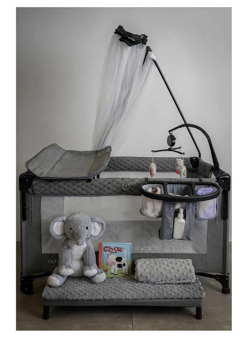 burbay Double bed and crib with side opening, changing table and full mosquito net - Image 3