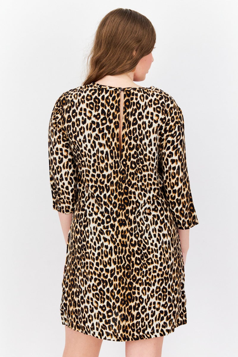 Equipment Women Leopard Print Mini Dress, Black - Image 3