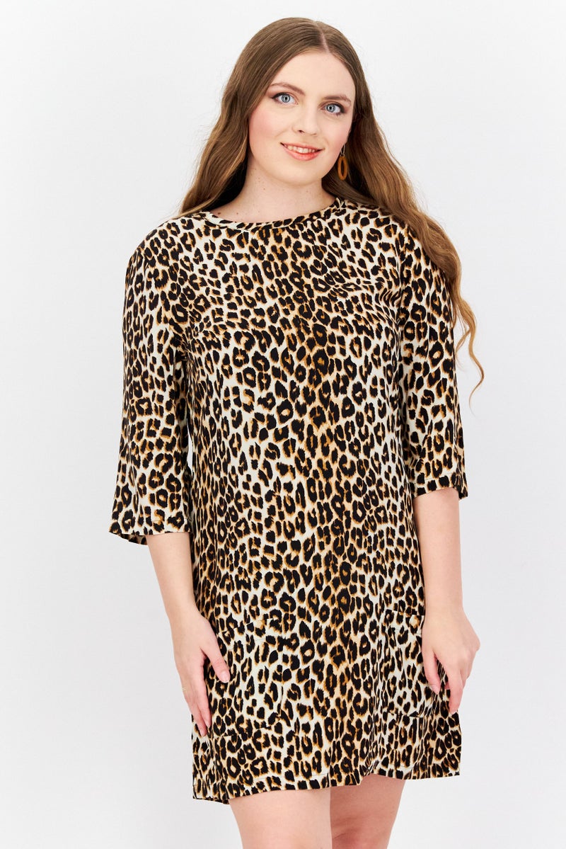 Equipment Women Leopard Print Mini Dress, Black - Image 1