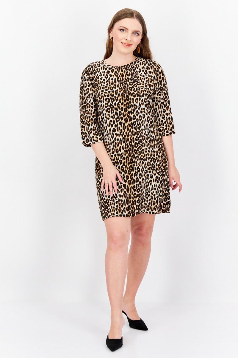 Equipment Women Leopard Print Mini Dress, Black - Image 2