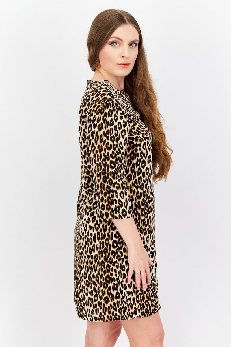Equipment Women Leopard Print Mini Dress, Black - Image 4
