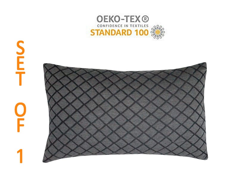 dream FACTORY Dreamfactory 400 GSM Knitted Fabric Soft Fluffy Sleeping Pillow (17x27 - PC1 Black) - Image 3