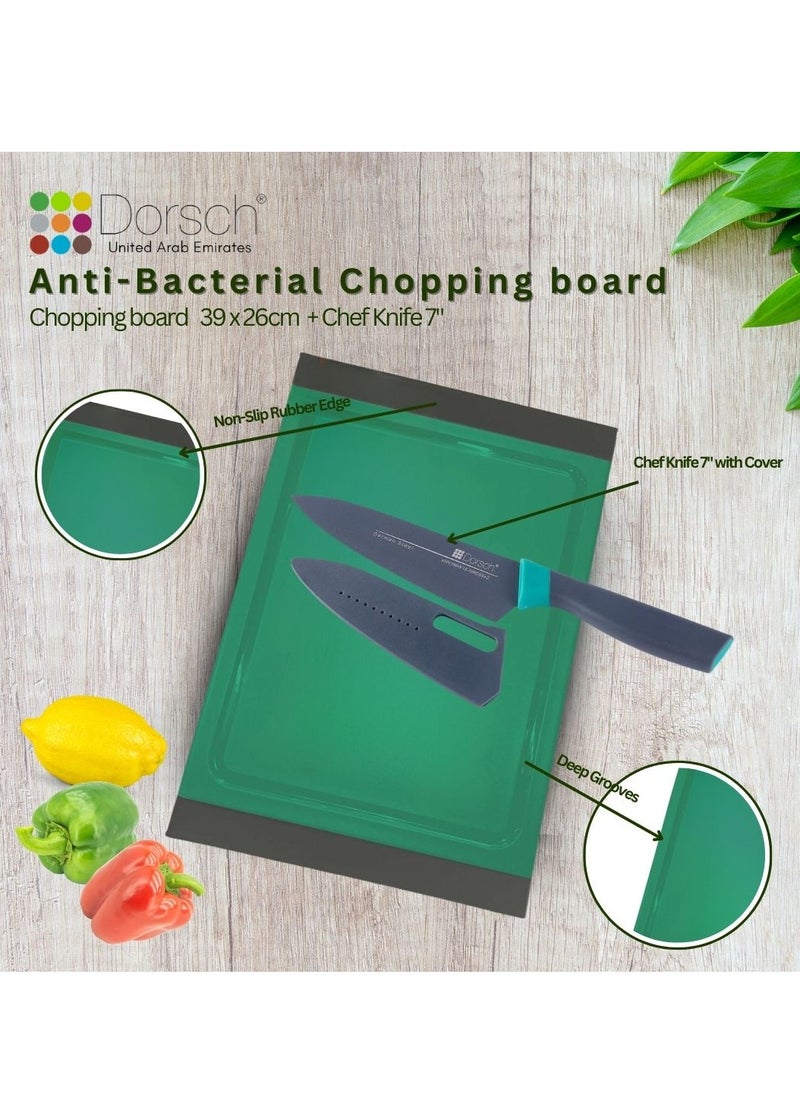 Dorsch - Danish Design Non-Slip Polypropylene Cutting Board with 7" High-Precision Chef Knife - Stain-Proof, Odor-Resistant, Silicone Edges, Juice Well, Anti-Bacterial Surface, BPA-Free, Eco-Friendly - Image 1