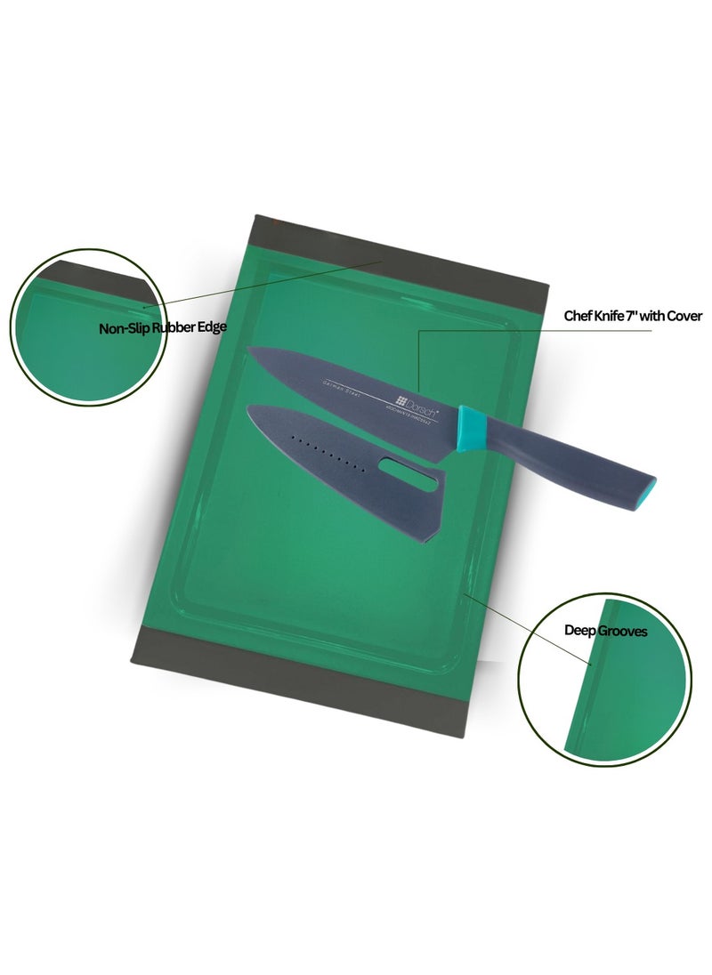 Dorsch - Danish Design Non-Slip Polypropylene Cutting Board with 7" High-Precision Chef Knife - Stain-Proof, Odor-Resistant, Silicone Edges, Juice Well, Anti-Bacterial Surface, BPA-Free, Eco-Friendly - Image 1