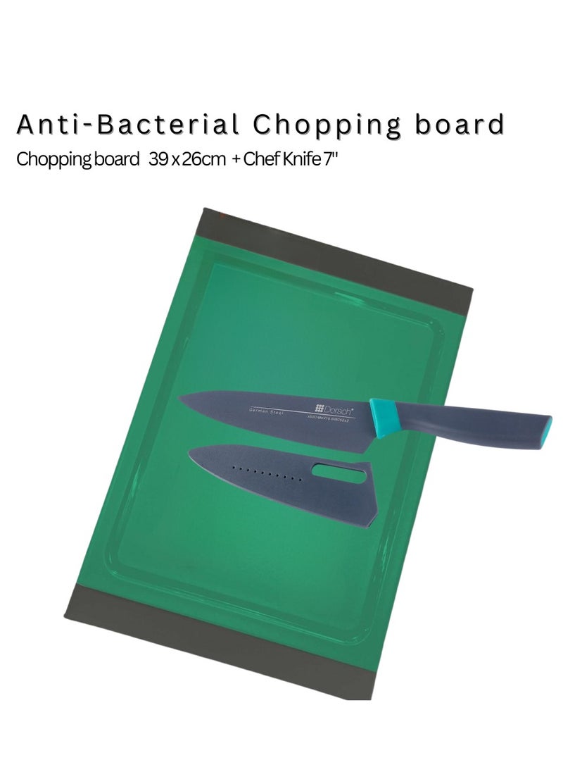 Dorsch - Danish Design Non-Slip Polypropylene Cutting Board with 7" High-Precision Chef Knife - Stain-Proof, Odor-Resistant, Silicone Edges, Juice Well, Anti-Bacterial Surface, BPA-Free, Eco-Friendly - Image 1