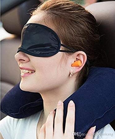 Amfs Store Velvet Neck Pillow with Eye Mask Ear Buds 3 in 1 Combo Pack Multicolored Pack of 1 - Image 2