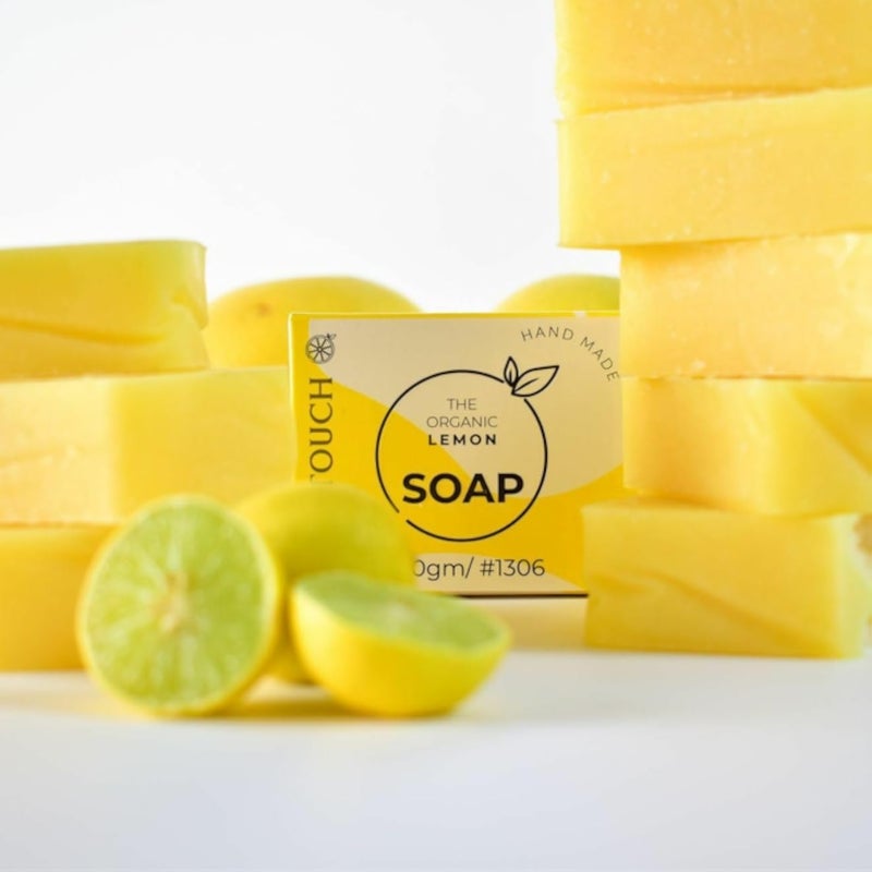 2 Pcs EcoWay EcoTouch Lemon Soap Skin Care Chemical Free with Olive Oil Castor Palm Coconut Lemon Oil Eco Way Daily Wash for Hands, Stubborn Clothes Stains
