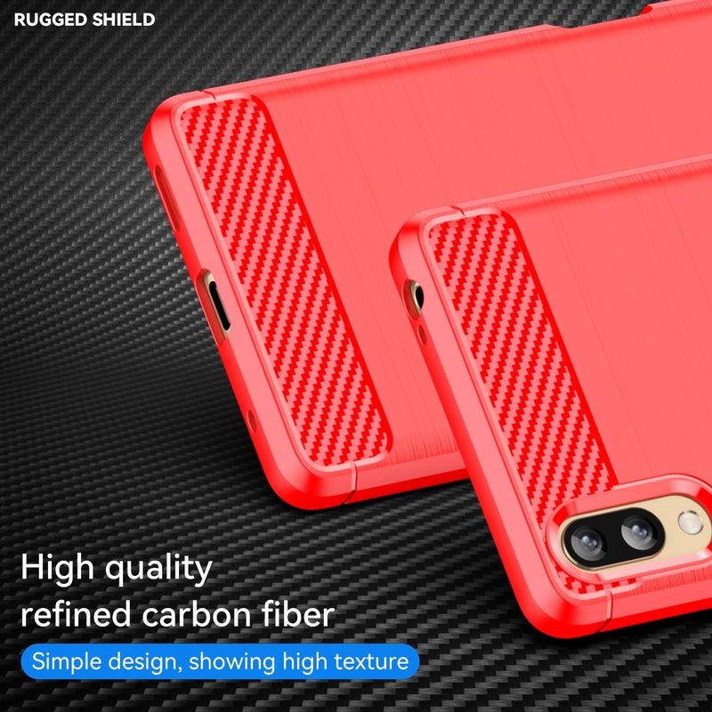 HuHa Case Cover For Sony Xperia L3 Brushed Texture Carbon Fiber TPU Phone Case(Red) - Image 3