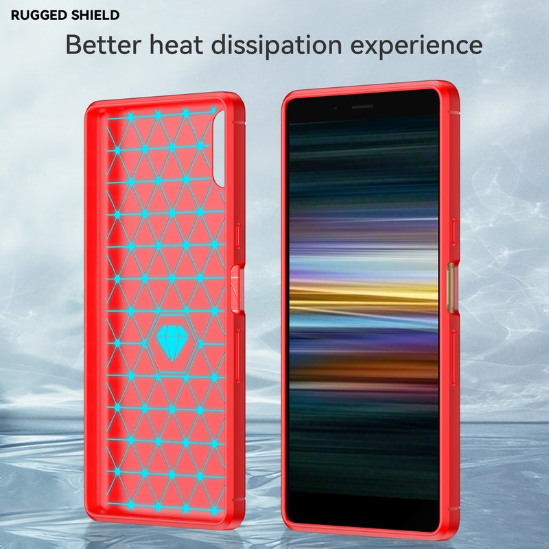 HuHa Case Cover For Sony Xperia L3 Brushed Texture Carbon Fiber TPU Phone Case(Red) - Image 5
