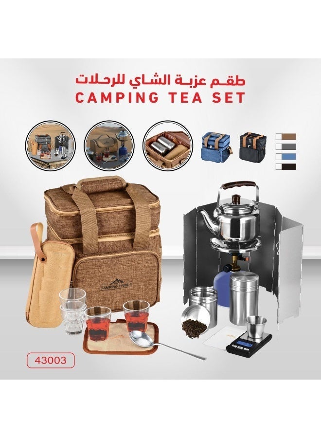 D L C Camping Tea Set Complete Outdoor Tea Making Kit with Portable Bag for Trips Travel and Picnics