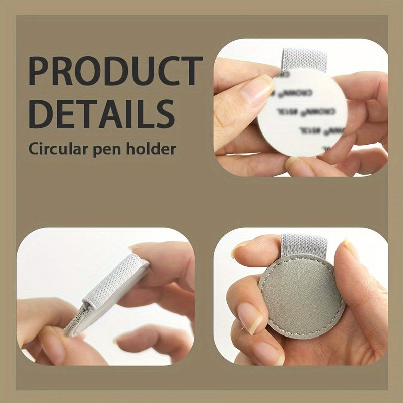 Self Adhesive Dark Blue PU Leather Pen Loop for Notebooks Journal Tablet Cases - Image 4
