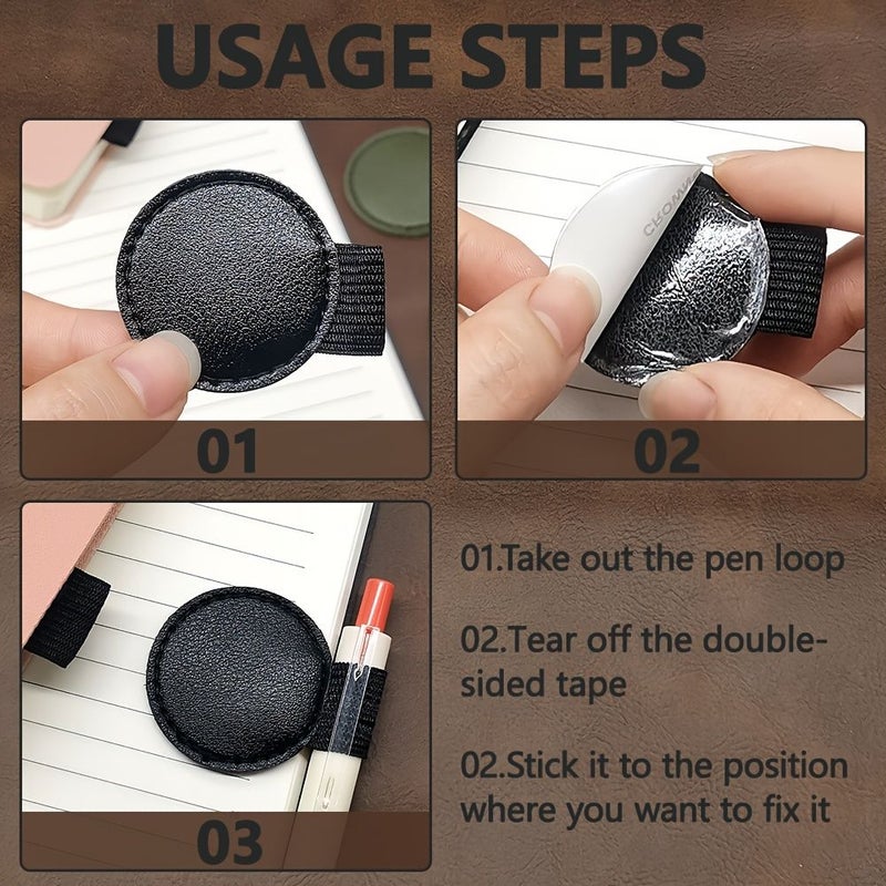 Self Adhesive Dark Blue PU Leather Pen Loop for Notebooks Journal Tablet Cases - Image 3