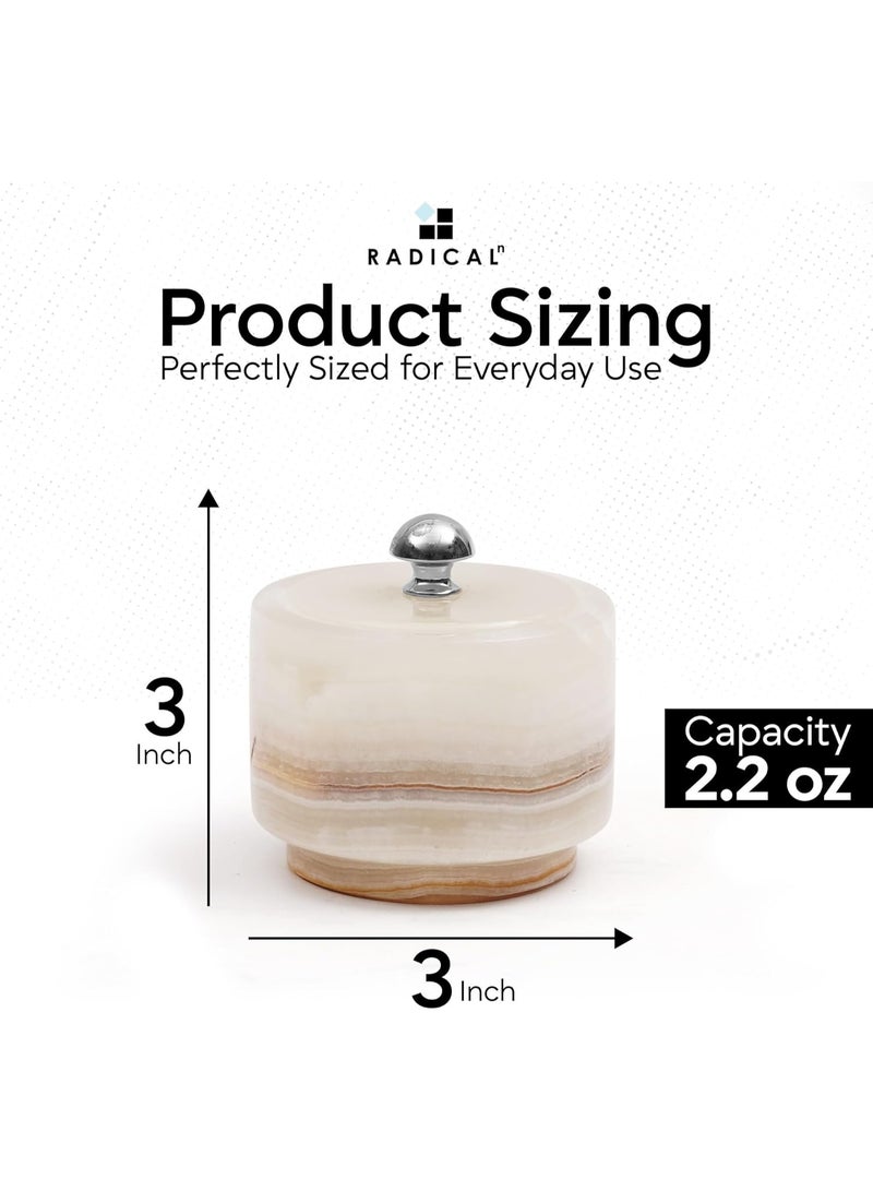 RADICALn Handmade White Onyx Marble Salt Cellar with Lid 3 Inch Salt Box Spice Jar Sugar Bowl Salt Container Kitchen Counter Storage Home Decor Gift - Image 2