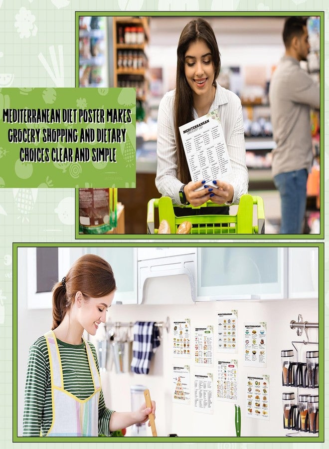 Sinload 12 Pcs Mediterranean Diet Meal Plan Mediterranean Food List Grocery List Health Food Guide for Beginners Kitchen Wall Decor - Image 5
