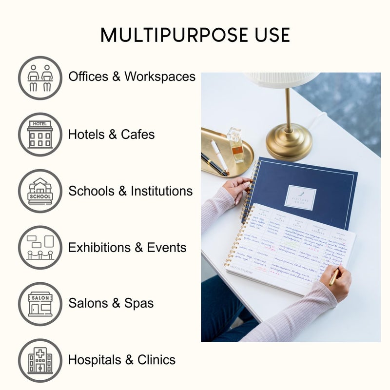 CHAARPAI Visitor Book – 8 x 12 Inches | Wiro Bound Guest Register for Hotels, Offices, Exhibitions, Boutiques & Business Use | Medium Size Visitor Log Book for Reception & Front Desk - Image 5