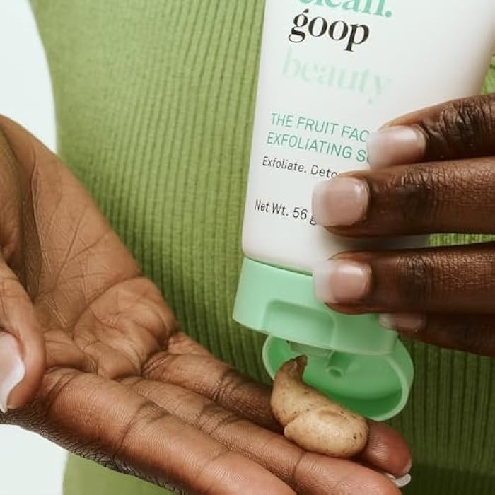 good.clean.goop beauty The Fruit Facial Exfoliating Scrub | Gentle Face Exfoliator to Smooth Skin Texture | AHA Glycolic Acid, Grape Seed Exfoliant & Chia Seed Oil | Cruelty Free | 2 fl oz - Image 3