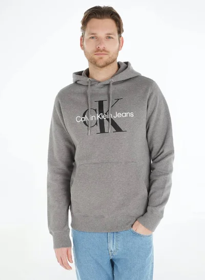 Calvin Klein Jeans Calvin Klein Jeans Men's Hoody - Long Sleeves - Sportswear - Cotton Sweatshirt, Grey