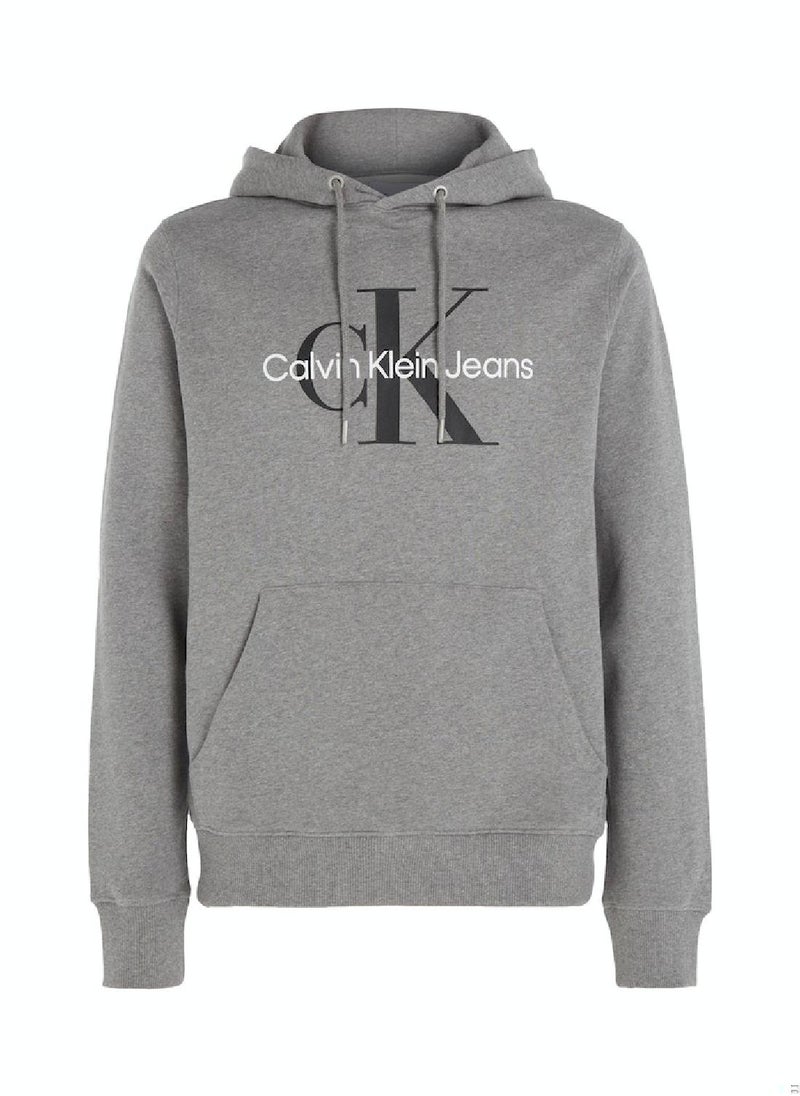 Calvin Klein Jeans - Calvin Klein Jeans Men's Hoody - Long Sleeves - Sportswear - Cotton Sweatshirt, Grey - Image 1