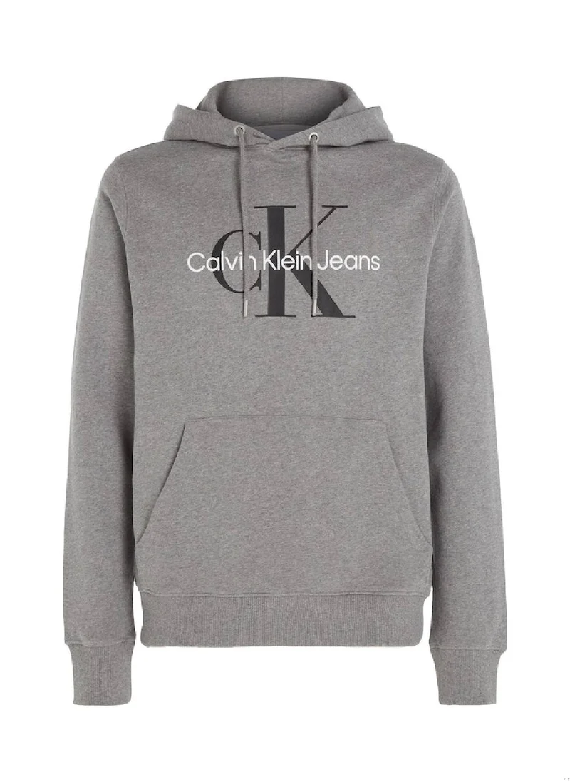 Calvin Klein Jeans Calvin Klein Jeans Men's Hoody - Long Sleeves - Sportswear - Cotton Sweatshirt, Grey