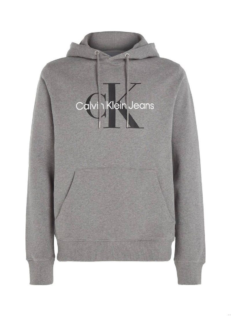 Calvin Klein Jeans - Calvin Klein Jeans Men's Hoody - Long Sleeves - Sportswear - Cotton Sweatshirt, Grey - Image 1