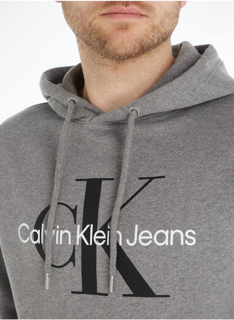 Calvin Klein Jeans - Calvin Klein Jeans Men's Hoody - Long Sleeves - Sportswear - Cotton Sweatshirt, Grey - Image 1