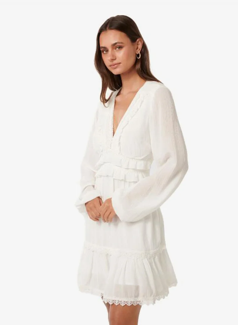 forever new  Elsa Lace Detailed V Neck Mini Dress for Women | Best Price UAE