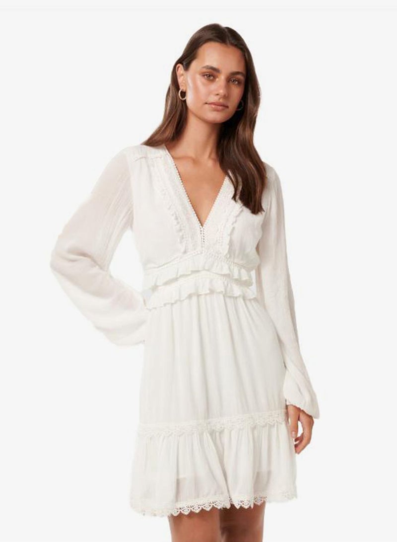 forever new Elsa Lace Detailed V Neck Mini Dress - Image 1